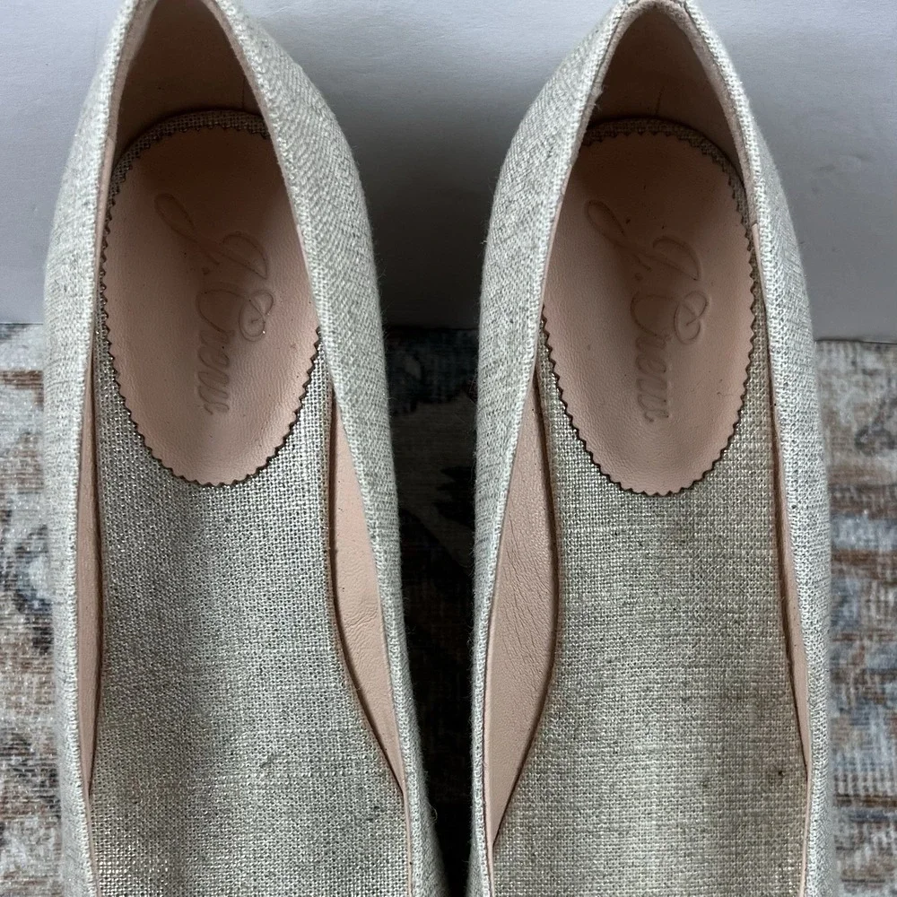J‎ Crew Shoes Womens 10 Beige Seville Espadrille Wedge Natural Slip On Comfort